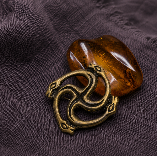 Four-Headed Serpent Bronze Brooch