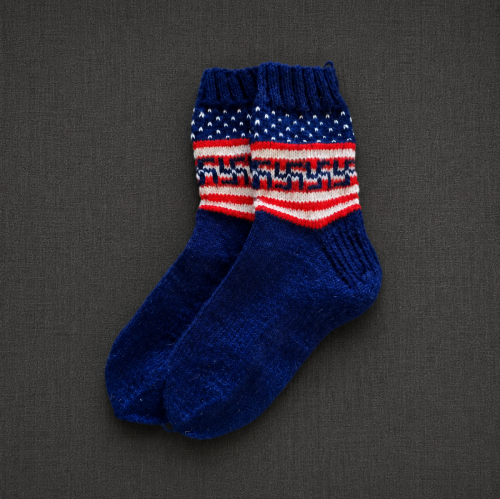 4th of July Blue Fire Cross Wool Socks