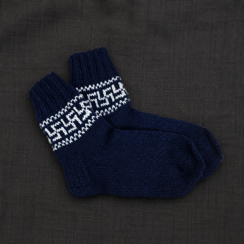 Dark Blue Fire Cross Wool Socks
