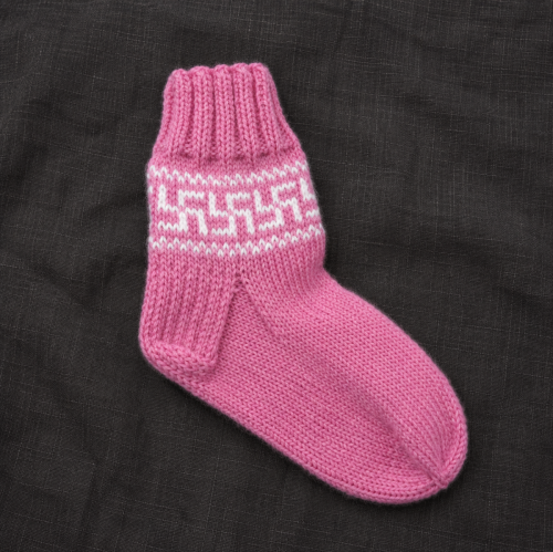 Pink Fire Cross Wool Socks