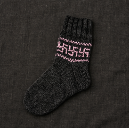 Black & Pink Fire Cross Wool Socks