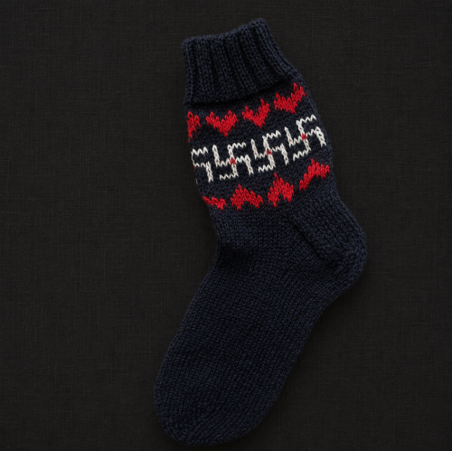 Midnight Heart Fire Cross Wool Socks