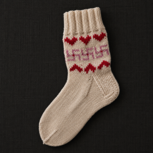 Rose Heart Fire Cross Wool Socks
