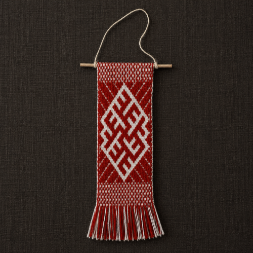 Dark Red/Red Handwoven Fire Cross Decor