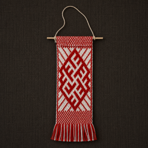 Dark Red/Red Handwoven Fire Cross Decor