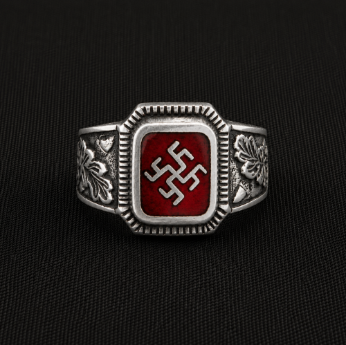 Square Red Fire Cross Ring